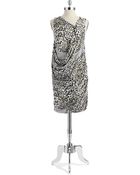 DKNY Patterned Draped Dress - Lyst