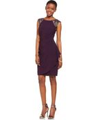Xscape Beaded Shoulder Faux-Wrap Dress - Lyst