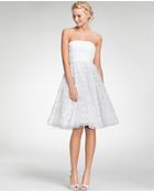 Ann Taylor Embroidered Tea Length Strapless Dress - Lyst