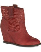 Lucky Brand Keno Leather Covered-Wedge Ankle Boots - Lyst