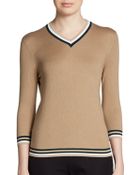 Jil Sander Navy Contrast Borders Pullover - Lyst