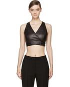 T By Alexander Wang Black Leather Wrapped Crop Top - Lyst