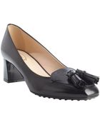 Tod's Black Patent Leather Fringe Tassel Pumps - Lyst