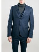 Topman Blue Texture Ultra Skinny Fit Suit Jacket - Lyst
