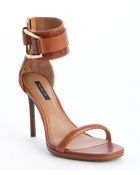 Rachel Zoe Burnt Siena Croc Embossed Leather Anklesteap 'Melina' Heel Sandals - Lyst