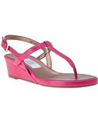 Vaneli For Jildor Kaffle Wedge Sandal Fushia Leather - Lyst