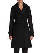 Mackage Double-Breasted Leather-Accented Coachman Coat - Lyst
