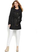 Michael Kors Petite Asymmetrical-Zip Trench Coat - Lyst