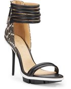 L.a.m.b. Frankie Embossed-Leather Ankle-Strap Sandals - Lyst