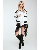 Forever 21 Striped Slub Knit Cardigan - Lyst