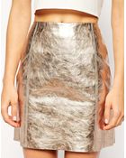 Asos Mini Skirt In Metallic Leather - Lyst