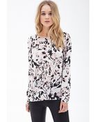 Forever 21 Floral Slit-Back Blouse - Lyst
