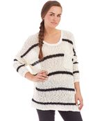 Free People Striped Loose Knit Sweater - Lyst