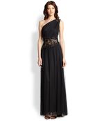 Tadashi Shoji Tulle One-Shoulder Gown - Lyst
