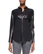 Iro Barper Leather-Top Silk Blouse - Lyst