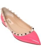 Valentino 10Mm Rockstud Patent Leather Ballerinas - Lyst