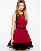 Asos Lace Trim Pleated Dress - Lyst