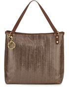 Moschino Borsa Metallic Woven Pvc Tote Bag - Lyst