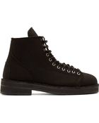 Yohji Yamamoto Black Canvas And Leather Combat Boots - Lyst