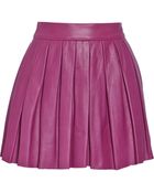 Alice + Olivia Pleated Leather Mini Skirt - Lyst