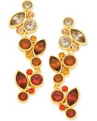 T Tahari Goldtone Long Coral Crystal Linear Earrings - Lyst