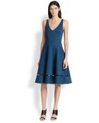 Donna Karan New York Flared Mesh-Insert Dress - Lyst