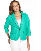 Nanette Lepore Clove Green Textured Cotton Blend Raffia Blazer - Lyst