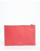 Valentino Pink Leather Rockstud Flat Clutch - Lyst