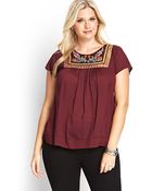 Forever 21 Embroidered Peasant Top - Lyst