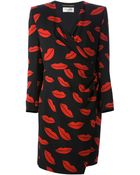 Saint Laurent Lips Print Wrap Dress - Lyst