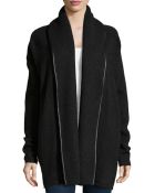 Vince Wool-Blend Leather-Trimmed Cardigan - Lyst