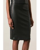 Helmut Lang Stretch Leather Pencil Skirt - Lyst