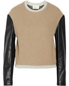 3.1 Phillip Lim Leather-Sleeved Wool-Blend Sweater - Lyst