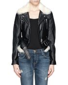 McQ by Alexander McQueen Shearling Leather Biker Jacket - Lyst