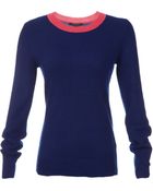 Scoop Cashmere Crewneck Contrast Sweater - Lyst