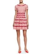 Oscar de la Renta Short-sleeve Tweed Fit-and-flare Dress - Lyst
