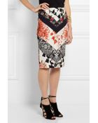 Roberto Cavalli Printed Stretch-Crepe Pencil Skirt - Lyst