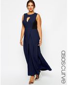 Asos Curve Exclusive Maxi Dress With Pleat Front And Cut Out - Lyst