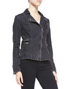 Free People Denim Buckledetailed Zip Jacket - Lyst