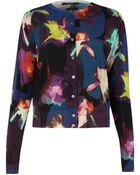 Paul Smith Black Label Purple Floral Print Cardigan - Lyst