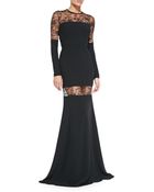 Elie Saab Long-sleeve Mermaid Gown W Lace Inserts - Lyst