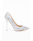 Missguided Selena Pointed Toe Court Shoes Silver Glitter - Lyst