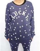 Zoe Karssen Sweatshirt With All Over Stars And Lucky Applique - Lyst