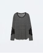 Zara Lace Sleeve Linen T-Shirt - Lyst