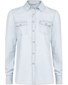 Mango Bleached Denim Shirt - Lyst