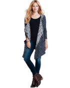 Jessica Simpson Marled Drape Front Cardigan - Lyst