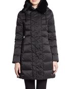 Elie Tahari Fur-Collar Puffer Coat - Lyst