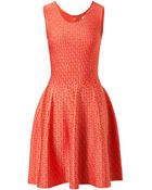 Issa Jacquard Eye Print Dress In Coral - Lyst