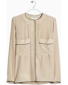 Mango Trim Silk Shirt - Lyst