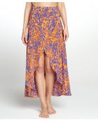 Vix Blue And Orange 'Antigua June' Long Silk Coverup Skirt - Lyst